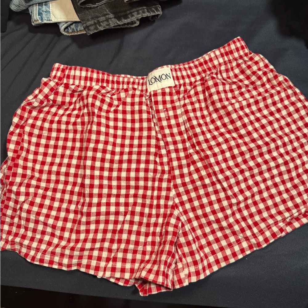 Women's Red Checkered Shorts